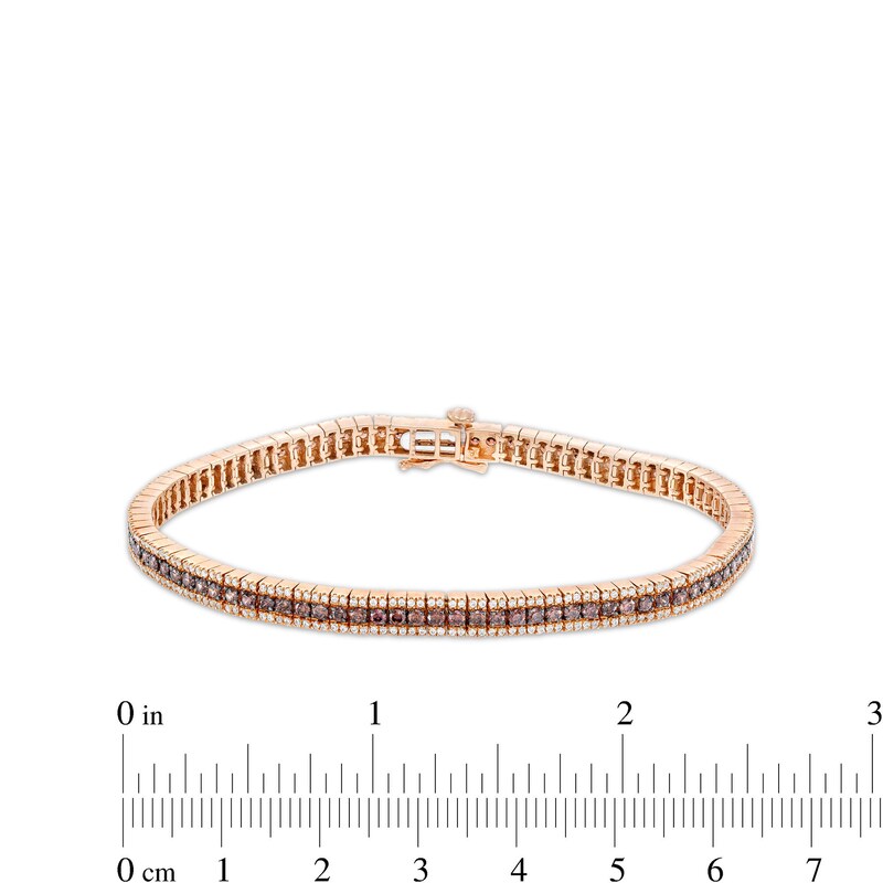 3-1/2 CT. T.W. Champagne and White Diamond Triple Row Bracelet in 10K Rose Gold