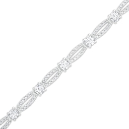 5 CT. T.W. Certified Lab-Created Diamond Alternating Oval Link Bracelet in 14K White Gold (F/SI2)