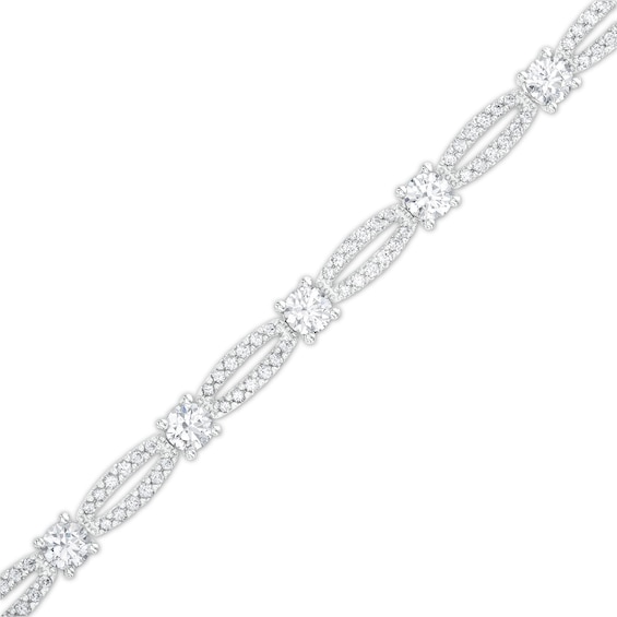 5 CT. T.w. Certified Lab-Grown Diamond Alternating Oval Link Bracelet in 14K White Gold (F/Si2)