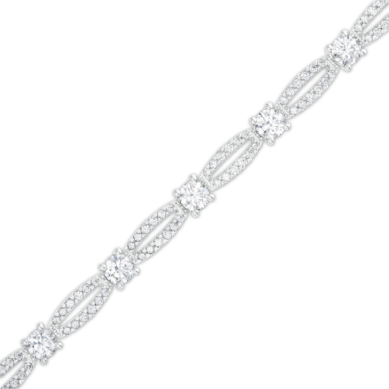 Main Image 1 of 5 CT. T.W. Certified Lab-Grown Diamond Alternating Oval Link Bracelet in 14K White Gold (F/SI2)