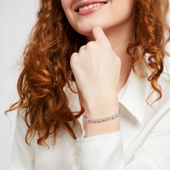 5 CT. T.w. Certified Lab-Grown Diamond Alternating Oval Link Bracelet in 14K White Gold (F/Si2)
