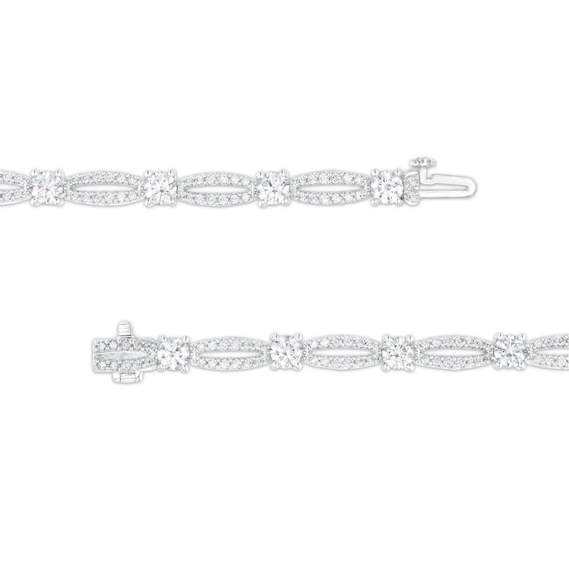 Main Image 3 of 5 CT. T.W. Certified Lab-Grown Diamond Alternating Oval Link Bracelet in 14K White Gold (F/SI2)