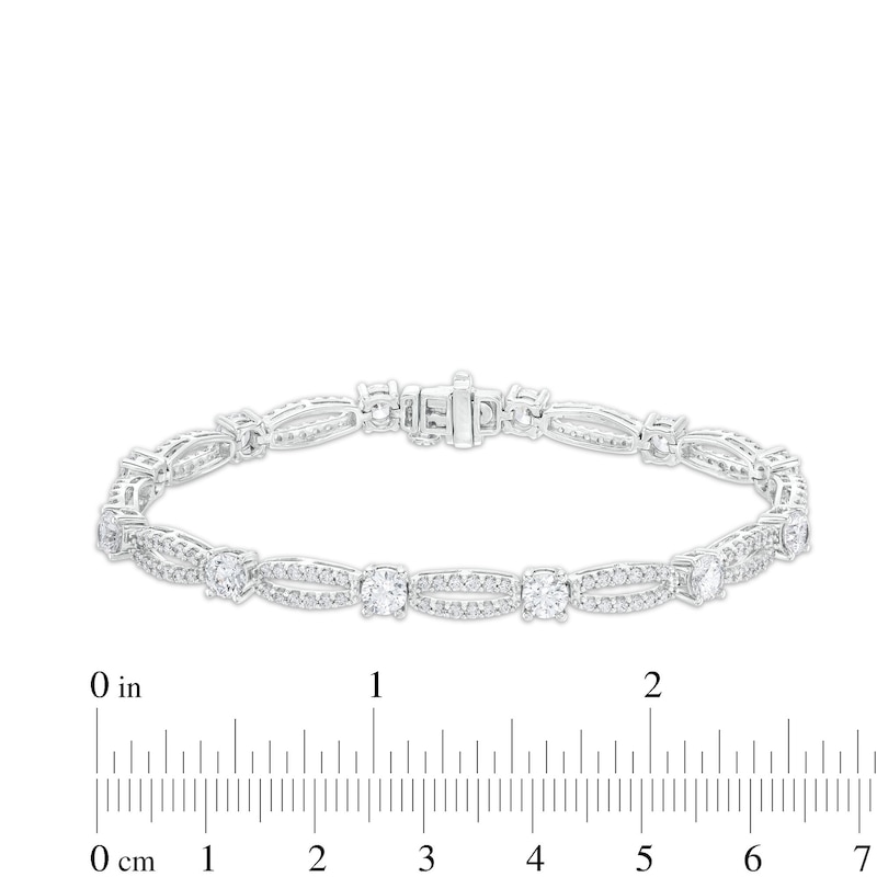 5 CT. T.W. Certified Lab-Created Diamond Alternating Oval Link Bracelet in 14K White Gold (F/SI2)