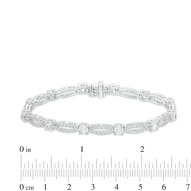 Main Image 4 of 5 CT. T.W. Certified Lab-Grown Diamond Alternating Oval Link Bracelet in 14K White Gold (F/SI2)