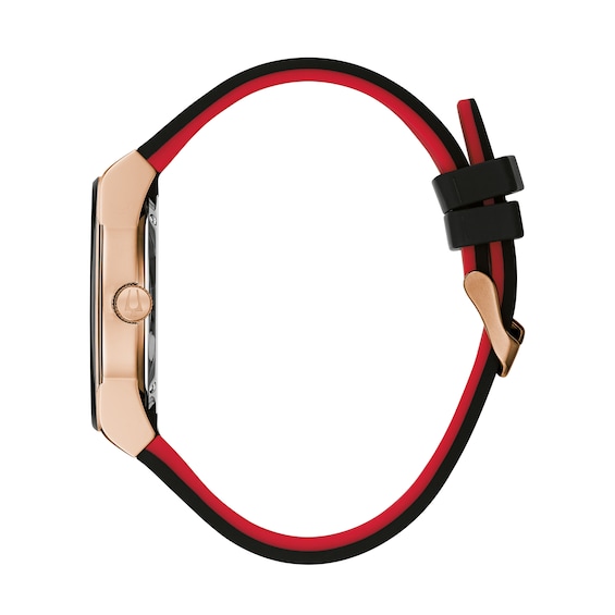 Men's Bulova Millennia Black IP and Rose-Tone Strap Watch with Black Dial (Model: 97C112)