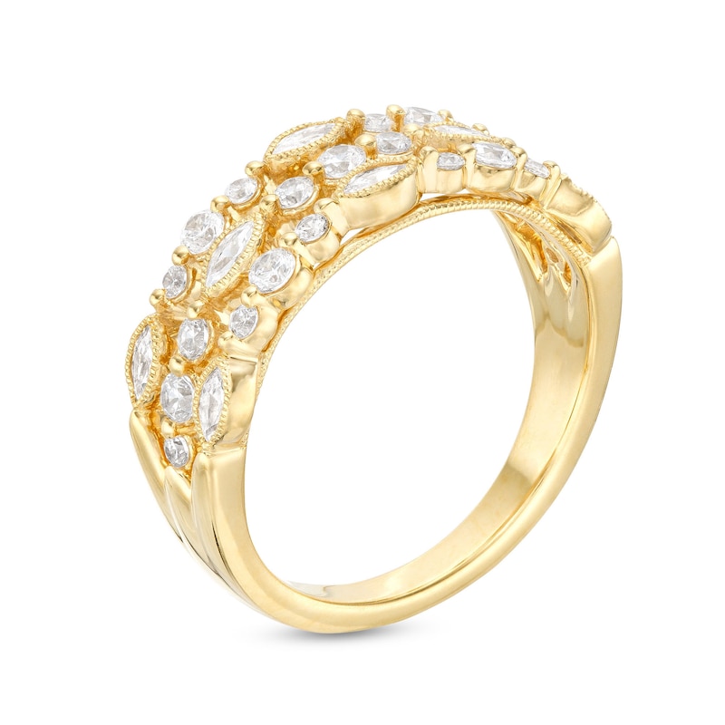 Main Image 3 of 3/4 CT. T.W. Marquise and Round Diamond Vintage-Style Triple Row Anniversary Band in 14K Gold
