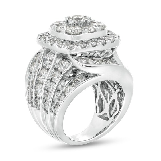 10 CT. T.w. Certified Cushion-Shaped Lab-Grown Multi-Diamond Bypass Engagement Ring in 14K White Gold (F/Vs2)