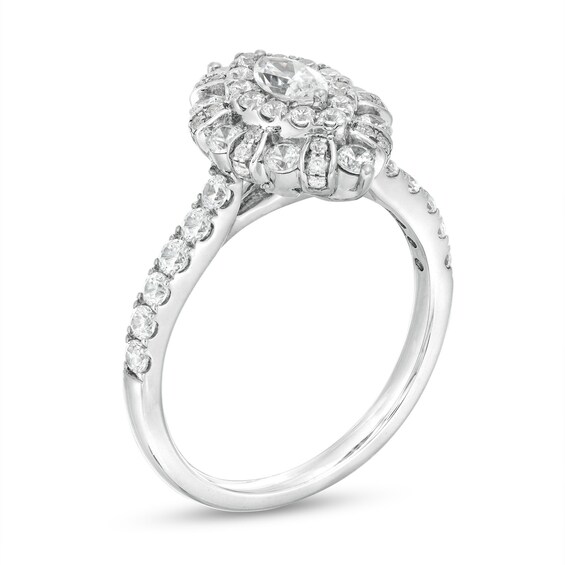 1 CT. T.w. Certified Marquise Diamond Double Frame Engagement Ring in 14K White Gold (I/I1)
