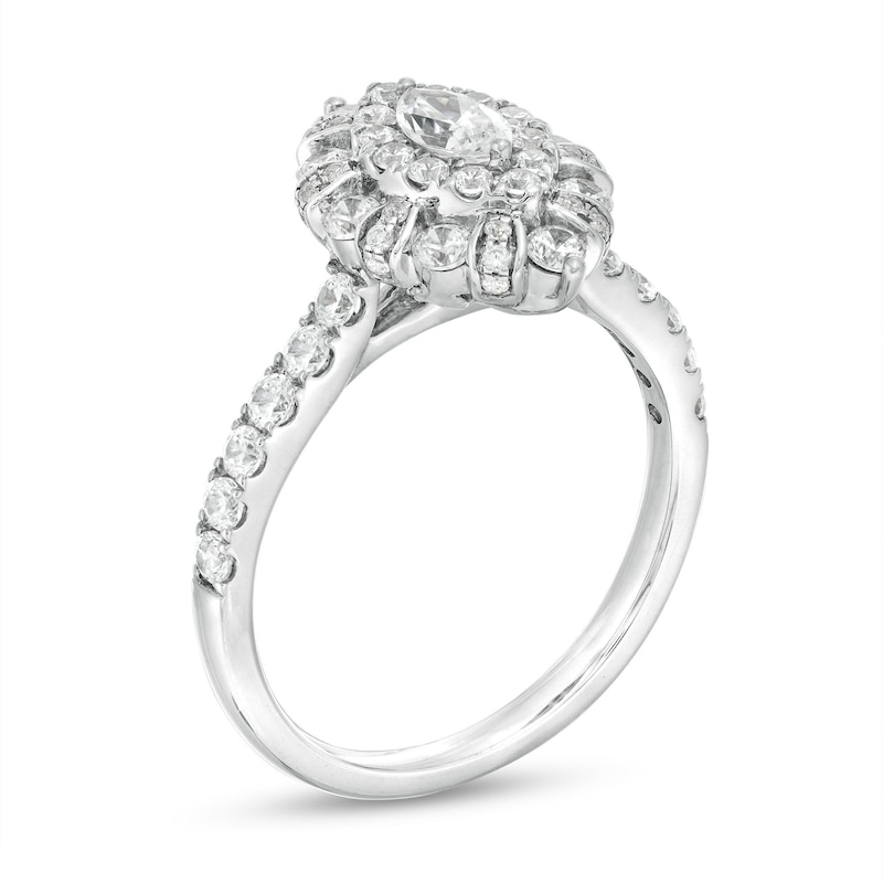 1 CT. T.W. Certified Marquise Diamond Double Frame Engagement Ring in 14K White Gold (I/I1)