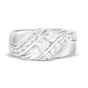 Thumbnail Image 1 of 1-1/2 CT. T.W. Certified Lab-Grown Diamond Three Stone Triple Row Slant Wedding Band in 14K White Gold (F/VS2)