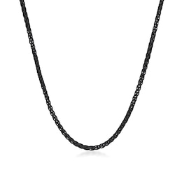 Men's 3.0mm Wheat Chain Necklace in Solid Stainless Steel  with Black IP - 22"