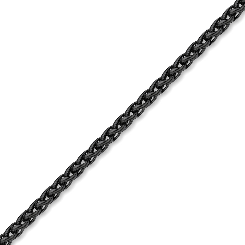 Main Image 2 of Men's 3.0mm Wheat Chain Necklace in Solid Stainless Steel  with Black IP - 22"