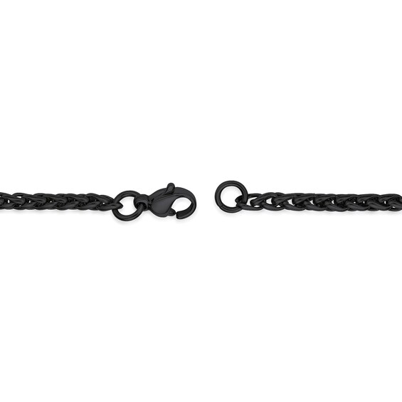 Men's 3.0mm Wheat Chain Necklace in Solid Stainless Steel with Black IP - 22"