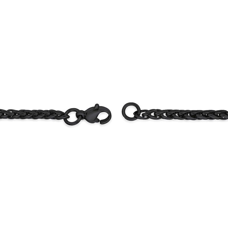 Main Image 3 of Men's 3.0mm Wheat Chain Necklace in Solid Stainless Steel  with Black IP - 22"