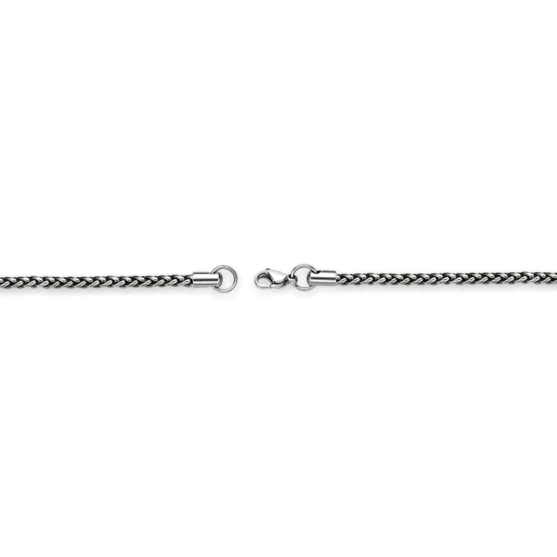 Main Image 3 of Men's 3.0mm Antique-Finish Wheat Chain Necklace in Solid Stainless Steel  - 22"