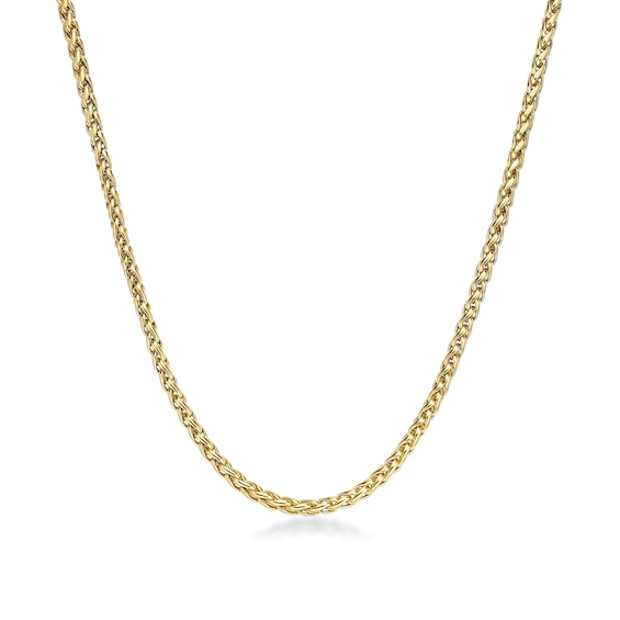 Men's 3.0mm Wheat Chain Necklace in Solid Stainless Steel with Yellow IP - 22"