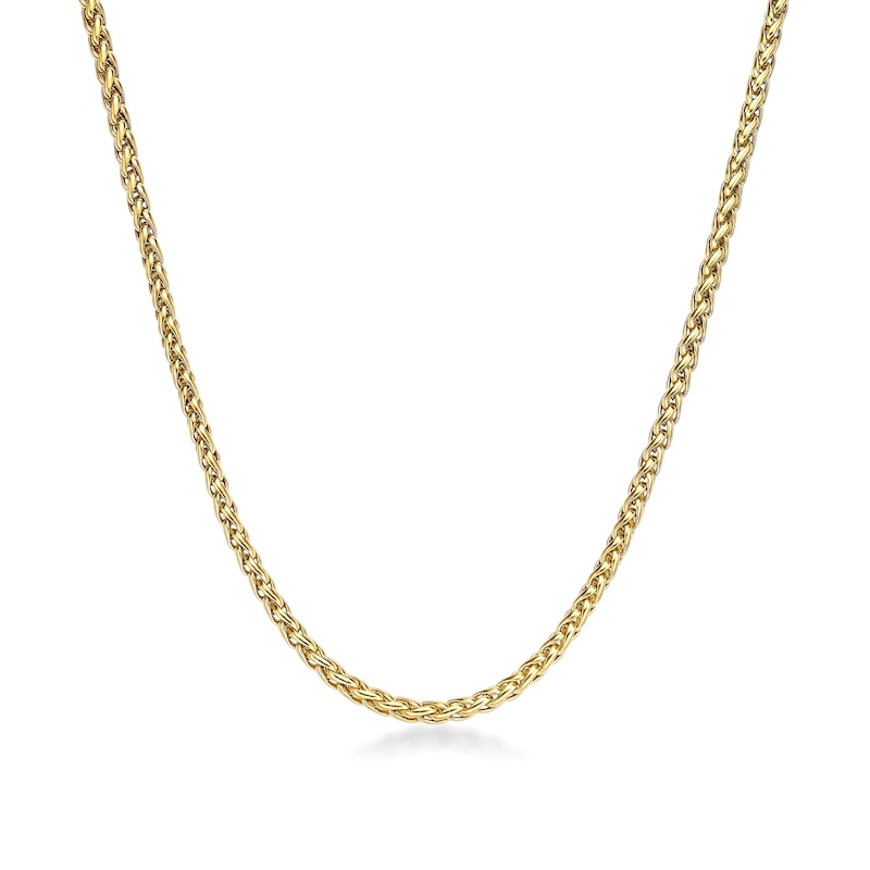 Main Image 1 of Men's 3.0mm Wheat Chain Necklace in Solid Stainless Steel  with Yellow IP - 22"