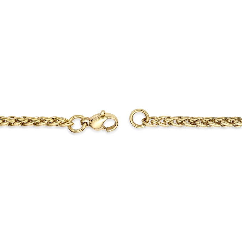 Main Image 3 of Men's 3.0mm Wheat Chain Necklace in Solid Stainless Steel  with Yellow IP - 22"