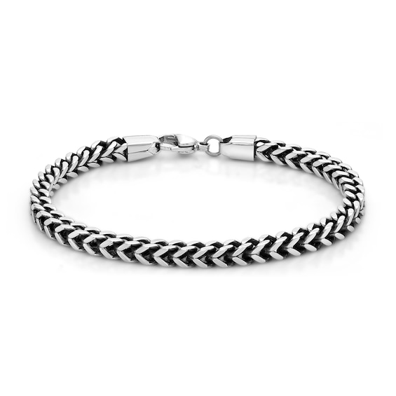 5.0mm Antique-Finish Foxtail Chain Bracelet in Solid Stainless Steel - 9.0"