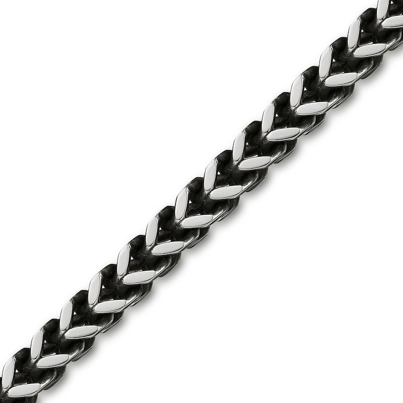 Main Image 2 of Men's 5.0mm Antique-Finish Foxtail Chain Bracelet in Solid Stainless Steel  - 9.0"
