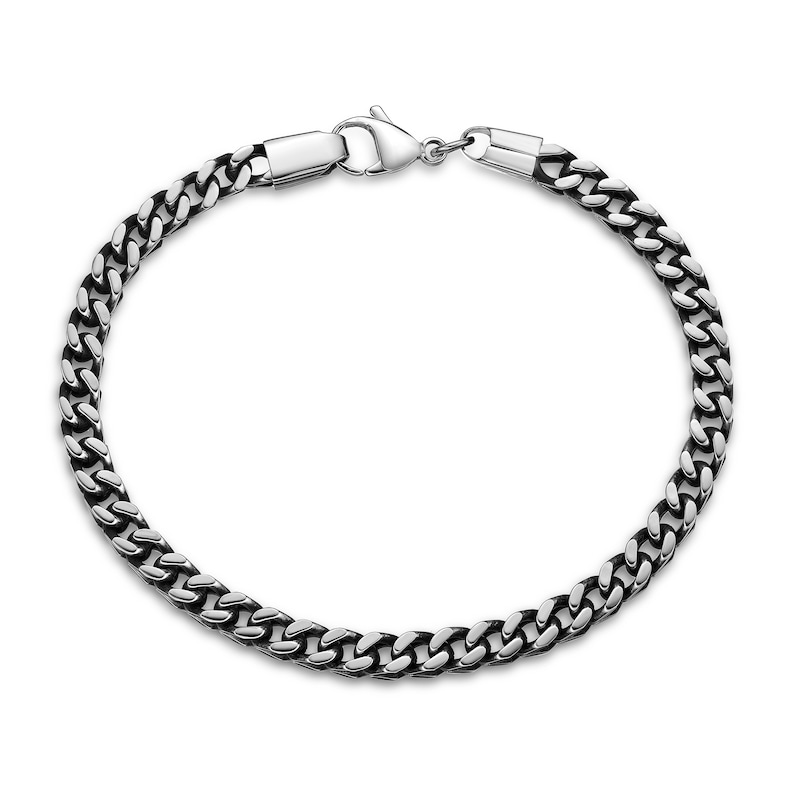 Main Image 4 of Men's 5.0mm Antique-Finish Foxtail Chain Bracelet in Solid Stainless Steel  - 9.0"