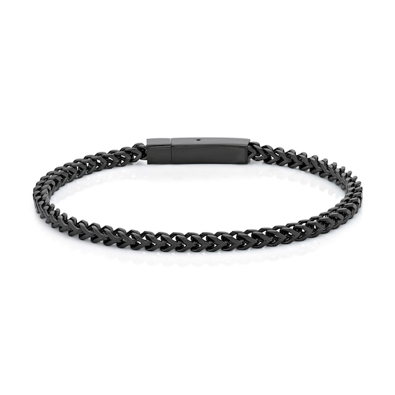 4.0mm Satin-Finish Foxtail Chain Bracelet in Solid Stainless Steel with Black IP - 9.0"