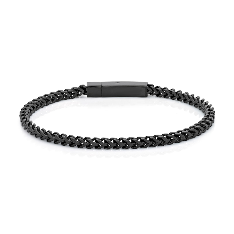 Main Image 1 of Men's 4.0mm Satin-Finish Foxtail Chain Bracelet in Solid Stainless Steel  with Black IP - 9.0"