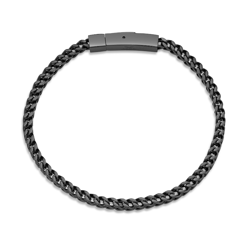 Main Image 4 of Men's 4.0mm Satin-Finish Foxtail Chain Bracelet in Solid Stainless Steel  with Black IP - 9.0"