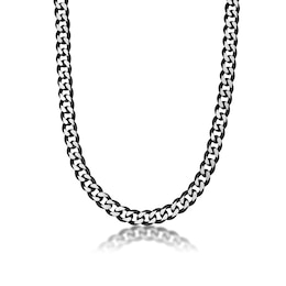 Men's 11.0mm Multi-Finish Curb Chain Necklace in Solid Stainless Steel  and Black IP - 24"