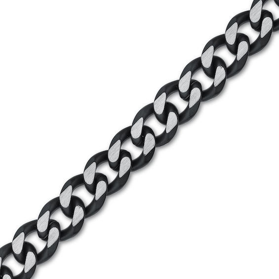 Men's 11.0mm Multi-Finish Curb Chain Necklace in Solid Stainless Steel and Black IP - 24"