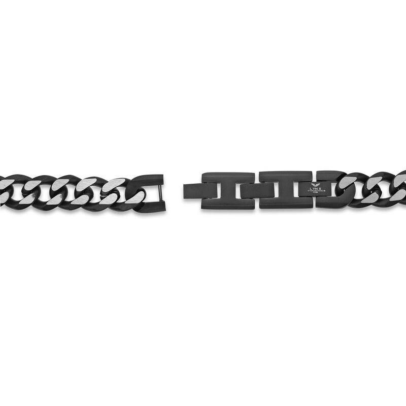 Main Image 3 of Men's 11.0mm Multi-Finish Curb Chain Necklace in Solid Stainless Steel  and Black IP - 24"