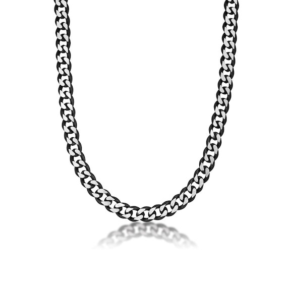 Men's 11.0mm Multi-Finish Curb Chain Necklace in Solid Stainless Steel and Black IP - 30"