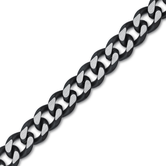 Men's 11.0mm Multi-Finish Curb Chain Necklace in Solid Stainless Steel and Black IP - 30"
