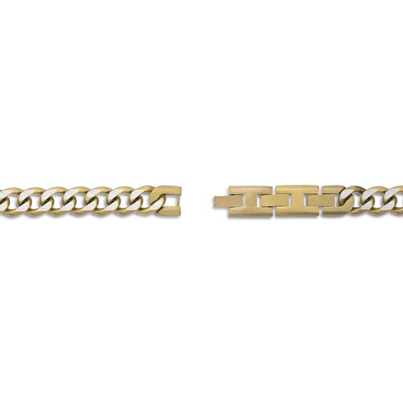 Men's 11.0mm Multi-Finish Curb Chain Necklace in Solid Stainless Steel and Yellow IP - 30"
