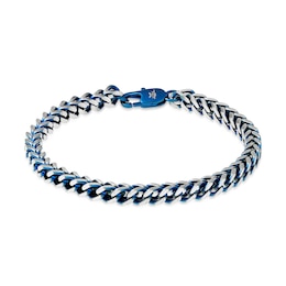 5.0mm Foxtail Chain Bracelet in Solid Stainless Steel  and Blue IP - 8.5"