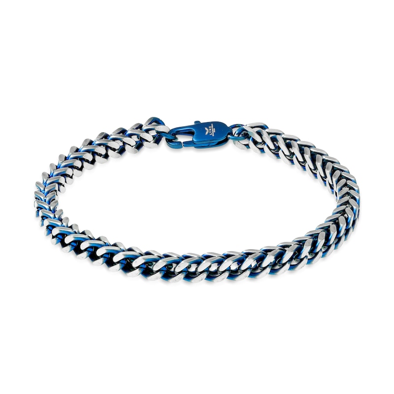 Main Image 1 of 5.0mm Foxtail Chain Bracelet in Solid Stainless Steel  and Blue IP - 8.5"