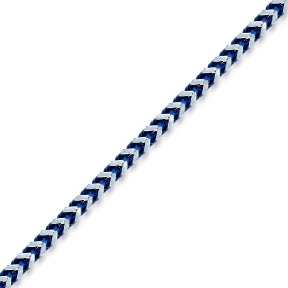 5.0mm Foxtail Chain Bracelet in Solid Stainless Steel and Blue IP - 8.5"