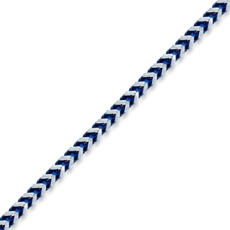 Main Image 2 of 5.0mm Foxtail Chain Bracelet in Solid Stainless Steel  and Blue IP - 8.5"