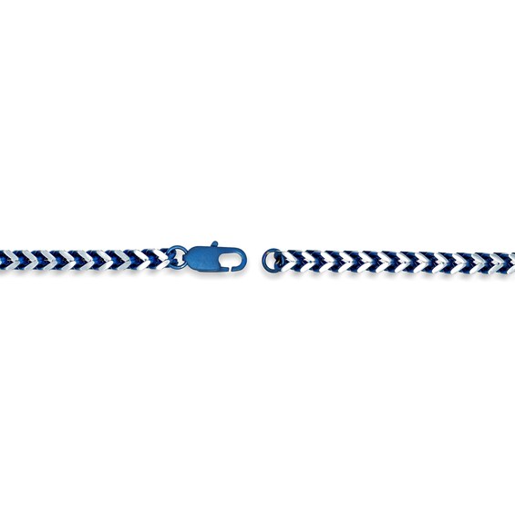 5.0mm Foxtail Chain Bracelet in Solid Stainless Steel and Blue IP - 8.5"