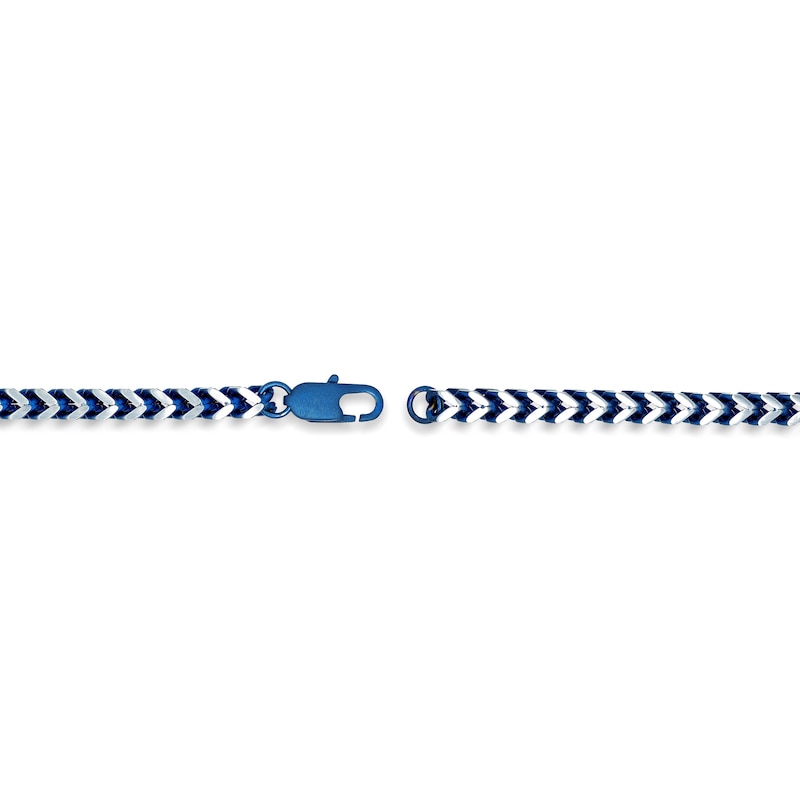 Main Image 3 of 5.0mm Foxtail Chain Bracelet in Solid Stainless Steel  and Blue IP - 8.5"