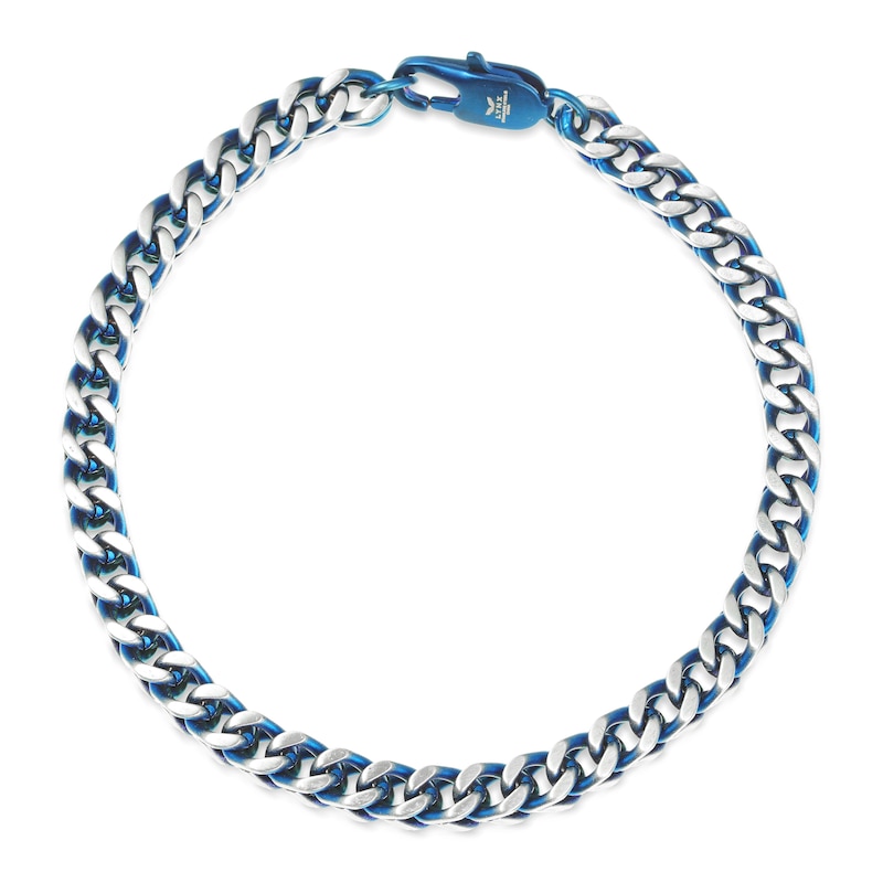 Main Image 4 of 5.0mm Foxtail Chain Bracelet in Solid Stainless Steel  and Blue IP - 8.5"