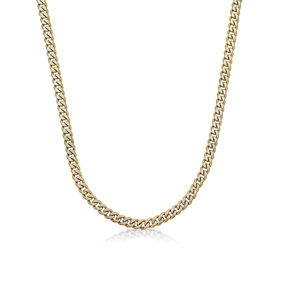Men's 8.0mm Multi-Finish Curb Chain Necklace in Solid Stainless Steel and Yellow IP