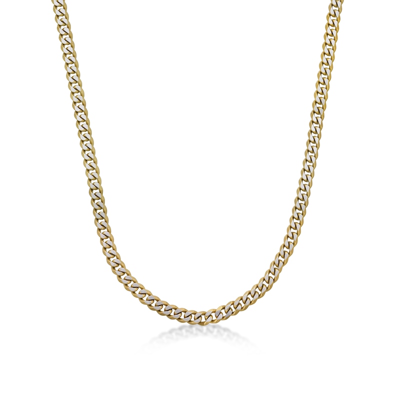 Main Image 1 of Men's 8.0mm Multi-Finish Curb Chain Necklace in Solid Stainless Steel  and Yellow IP - 20&quot;