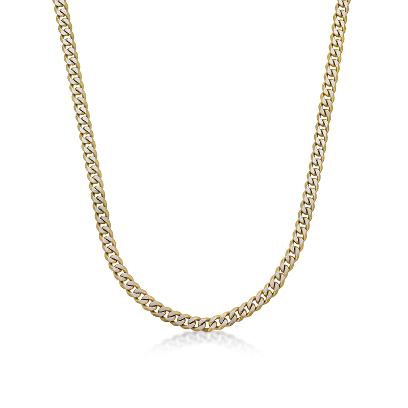 Men's 8.0mm Multi-Finish Curb Chain Necklace in Solid Stainless Steel  and Yellow IP - 20"