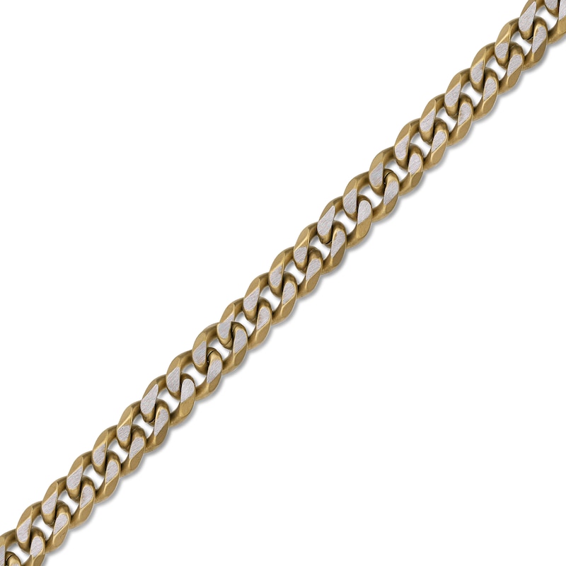 Main Image 2 of Men's 8.0mm Multi-Finish Curb Chain Necklace in Solid Stainless Steel  and Yellow IP - 20&quot;