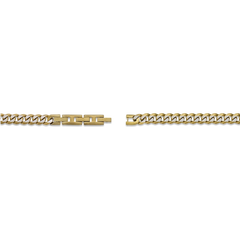 Men's 8.0mm Multi-Finish Curb Chain Necklace in Solid Stainless Steel  and Yellow IP - 20"