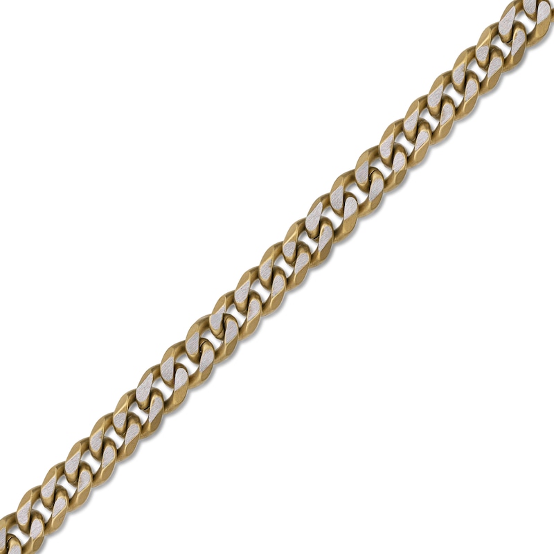 Main Image 2 of Men's 8.0mm Multi-Finish Curb Chain Necklace in Solid Stainless Steel  and Yellow IP - 22"