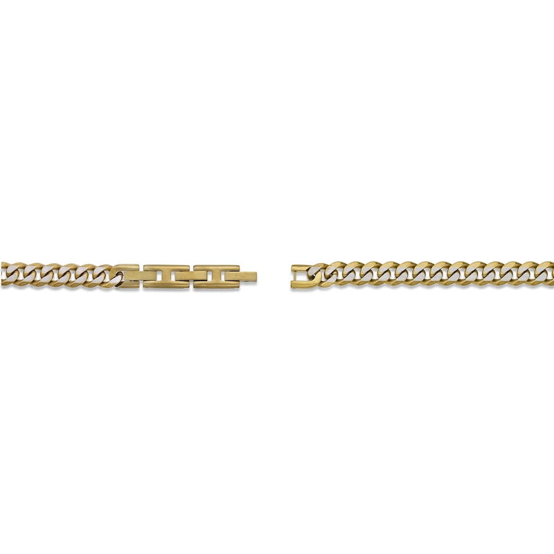 Main Image 3 of Men's 8.0mm Multi-Finish Curb Chain Necklace in Solid Stainless Steel  and Yellow IP - 22"