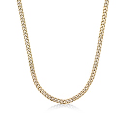 Men's 8.0mm Multi-Finish Curb Chain Necklace in Solid Stainless Steel  and Yellow IP - 24"