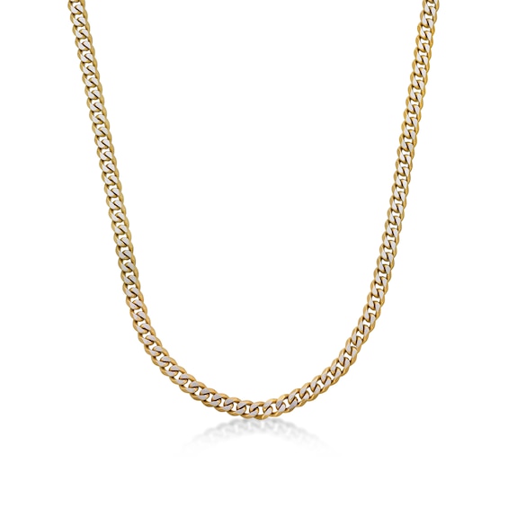 Men's 8.0mm Multi-Finish Curb Chain Necklace in Solid Stainless Steel and Yellow IP - 24"